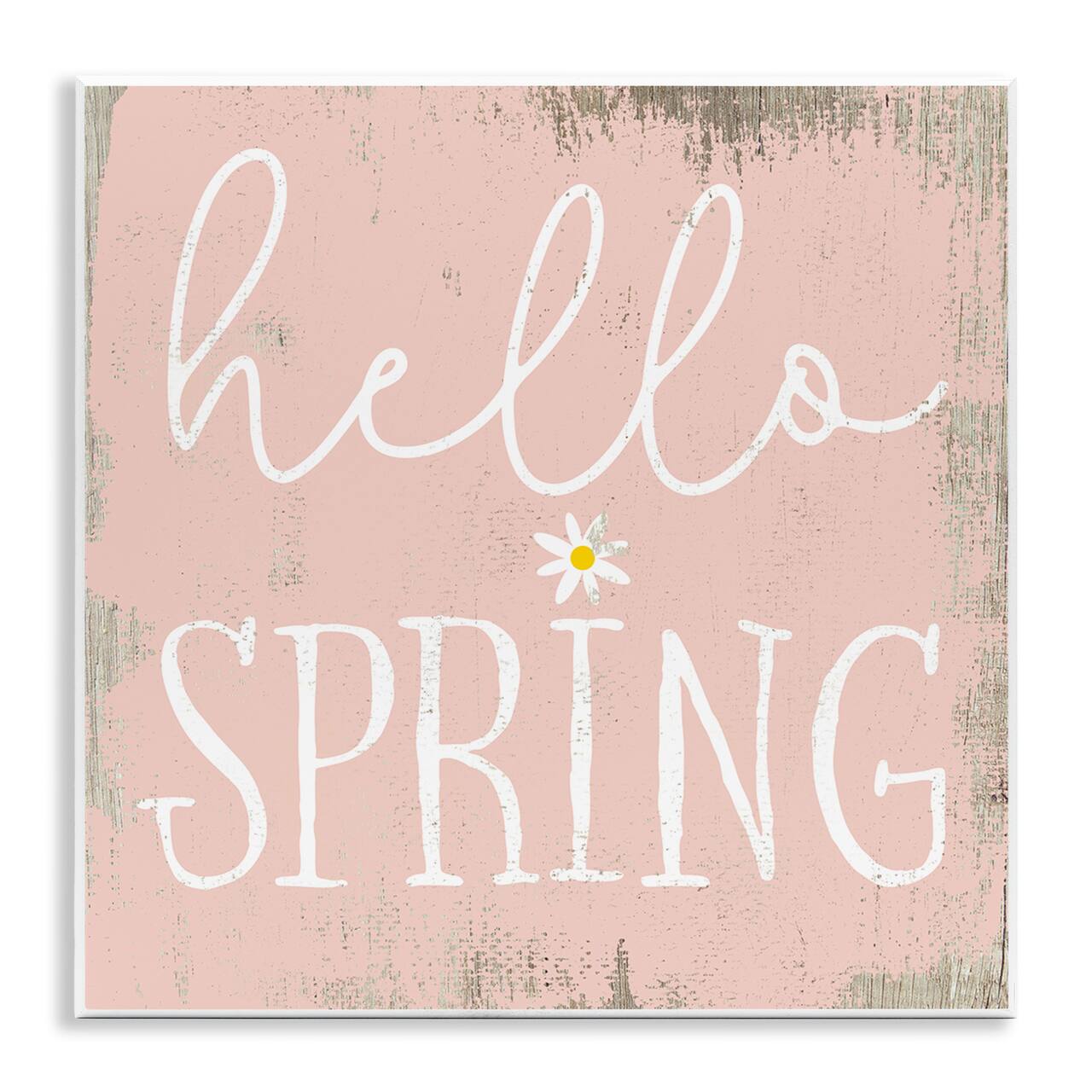 Stupell Industries 12" x 12" Rustic Hello Spring Wall Plaque